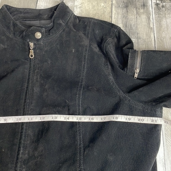 I.E. Relaxed brand black suede leather jacket. Two pockets. Front zip. Large‎ - Picture 9 of 13
